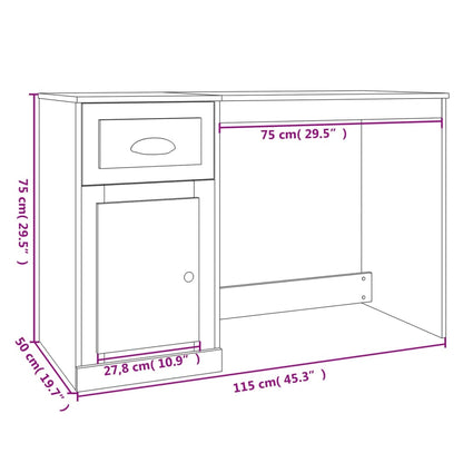 vidaXL Desk with Drawer Sonoma Oak 115x50x75 cm Engineered Wood