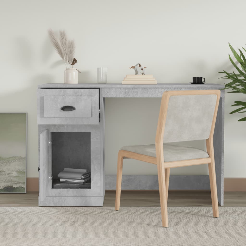 vidaXL Desk with Drawer Concrete Grey 115x50x75 cm Engineered Wood