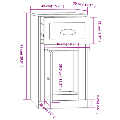 vidaXL Side Cabinet with Drawer Smoked Oak 40x50x75 cm Engineered Wood