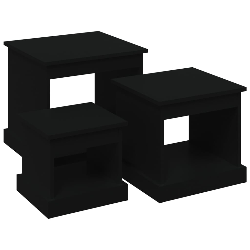 vidaXL Coffee Tables 3 pcs Black Engineered Wood