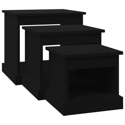 vidaXL Coffee Tables 3 pcs Black Engineered Wood