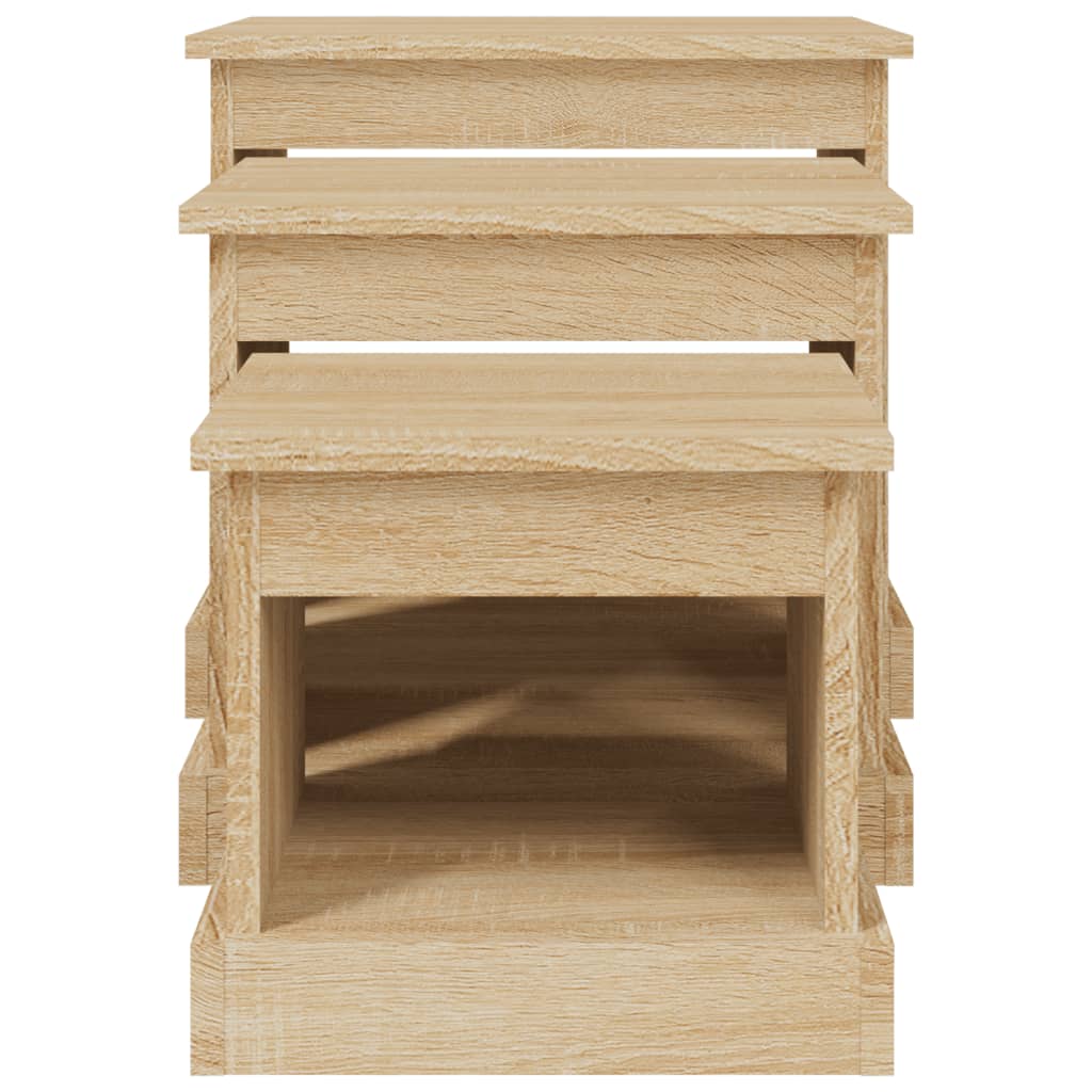 vidaXL Coffee Tables 3 pcs Sonoma Oak Engineered Wood