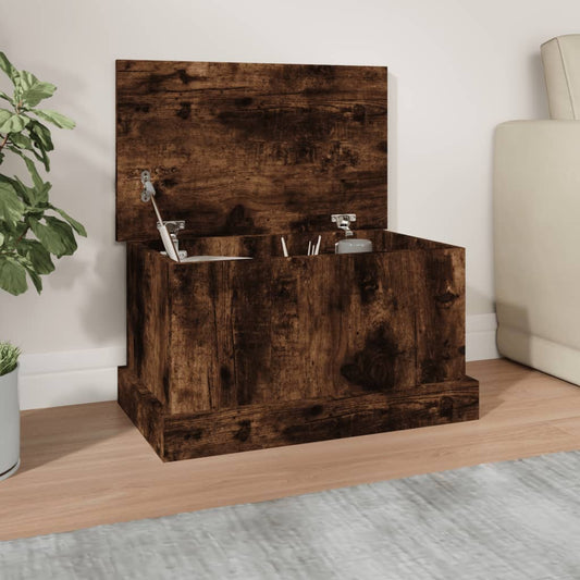 vidaXL Storage Box Smoked Oak 50x30x28 cm Engineered Wood