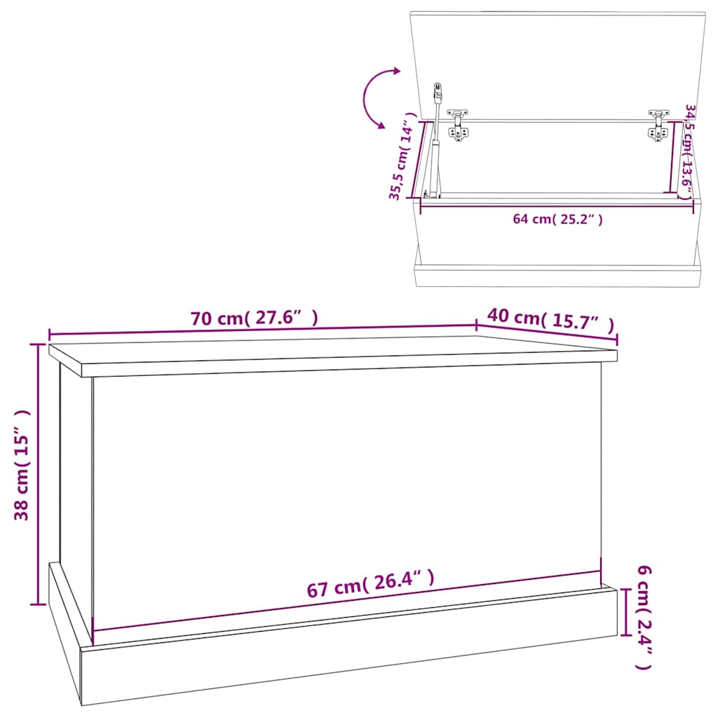 vidaXL Storage Box | Black | Engineered wood | Medium | Storage Box