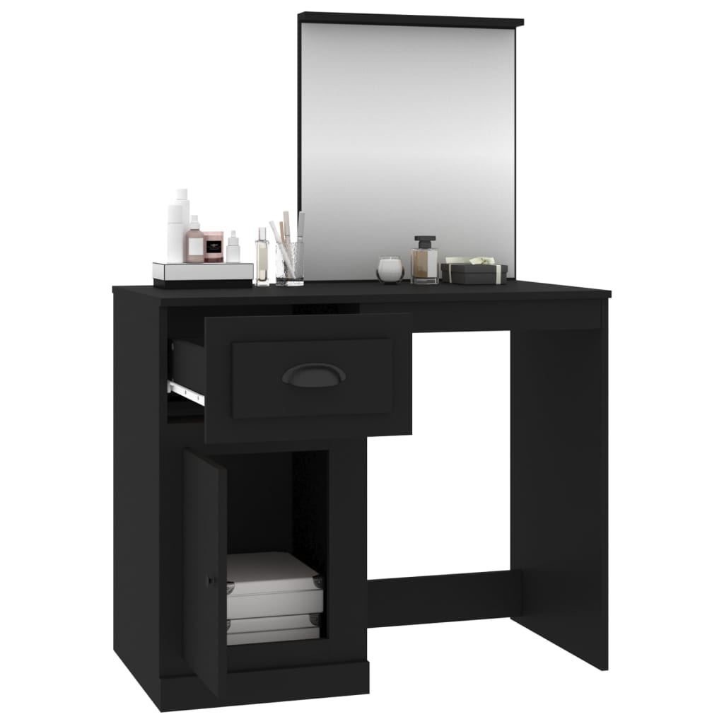 vidaXL Dressing Table | Black | Engineered wood, acrylic | Standard