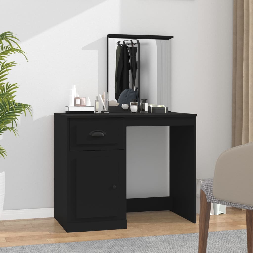 vidaXL Dressing Table | Black | Engineered wood, acrylic | Standard