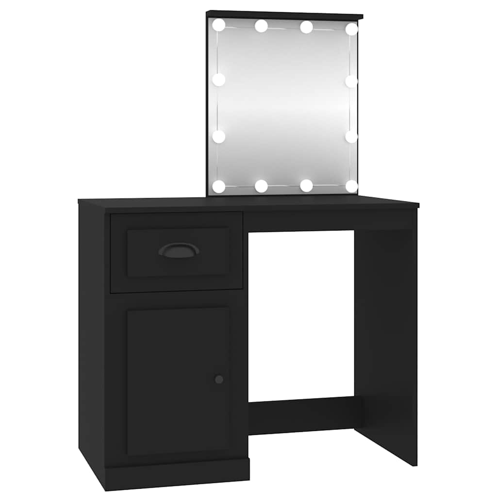 vidaXL Dressing Table with LED Black 90x50x132,5 cm Engineered Wood