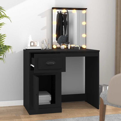 vidaXL Dressing Table with LED Black 90x50x132,5 cm Engineered Wood