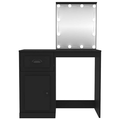 vidaXL Dressing Table with LED Black 90x50x132,5 cm Engineered Wood