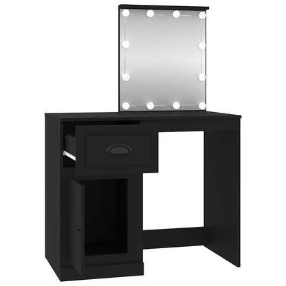 vidaXL Dressing Table with LED Black 90x50x132,5 cm Engineered Wood