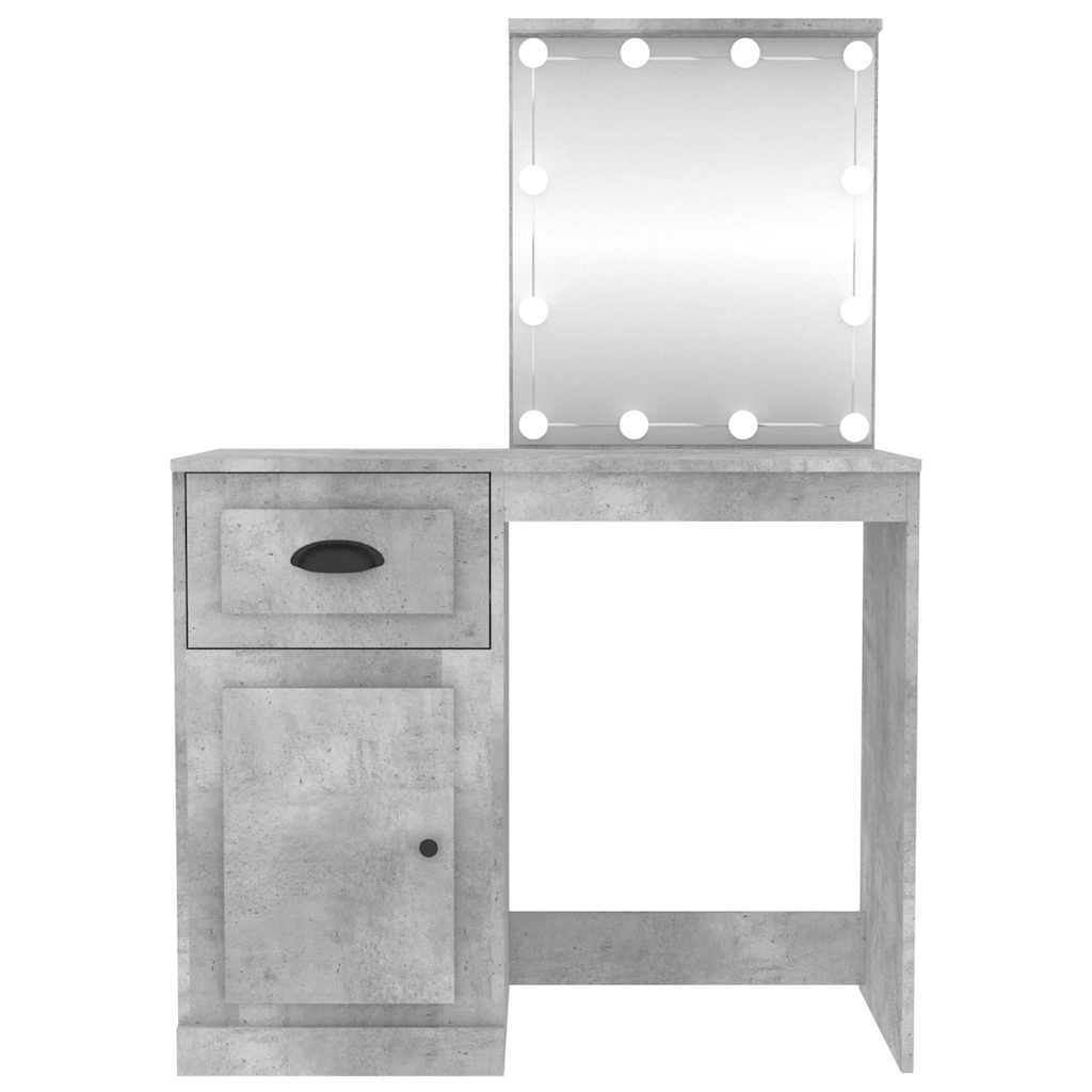 vidaXL Dressing Table with LED Concrete Grey 90x50x132,5 cm Engineered Wood