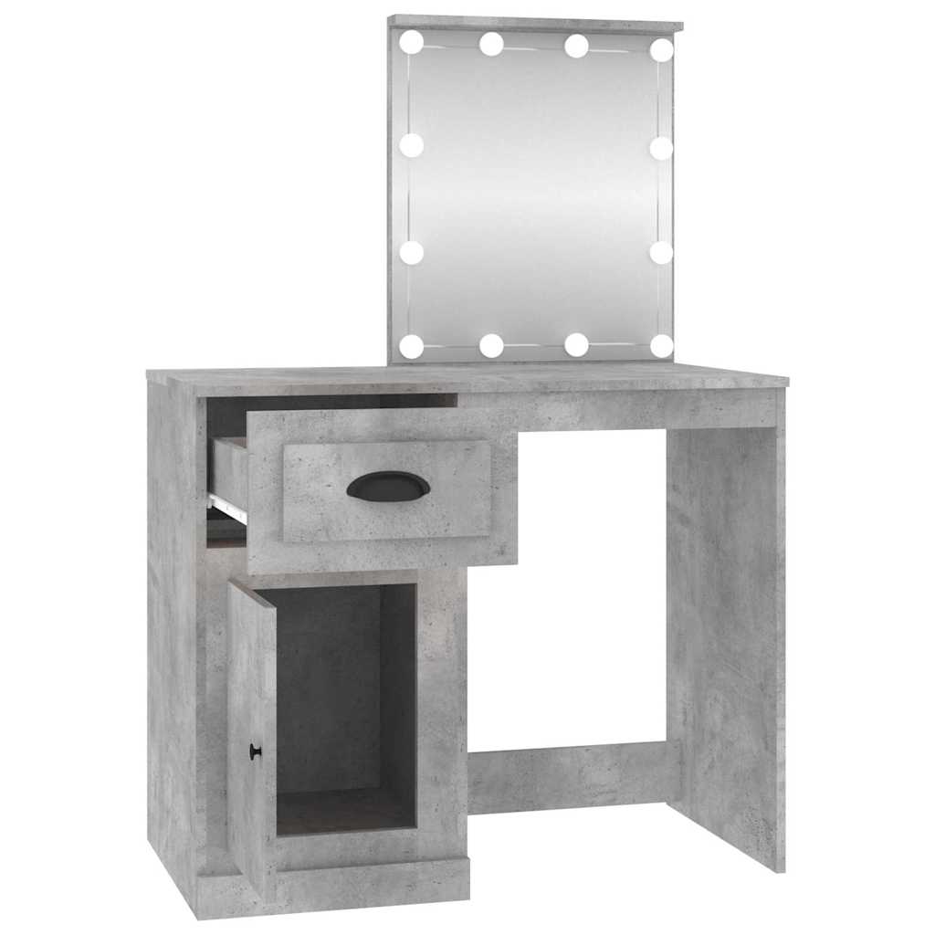 vidaXL Dressing Table with LED Concrete Grey 90x50x132,5 cm Engineered Wood