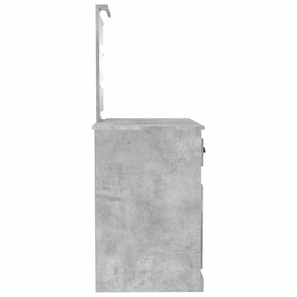 vidaXL Dressing Table with LED Concrete Grey 90x50x132,5 cm Engineered Wood