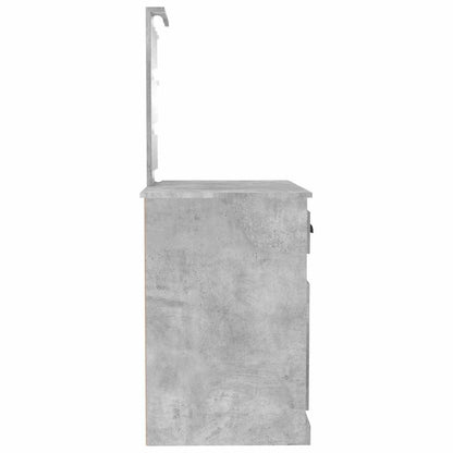 vidaXL Dressing Table with LED Concrete Grey 90x50x132,5 cm Engineered Wood
