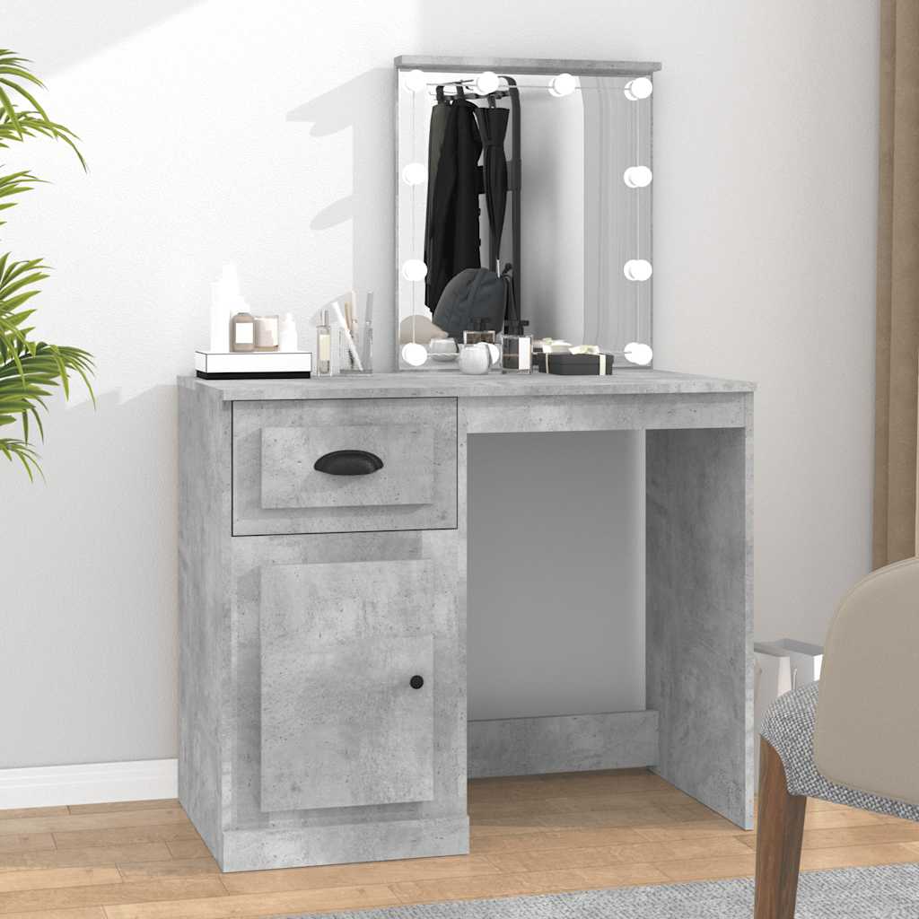 vidaXL Dressing Table with LED Concrete Grey 90x50x132,5 cm Engineered Wood