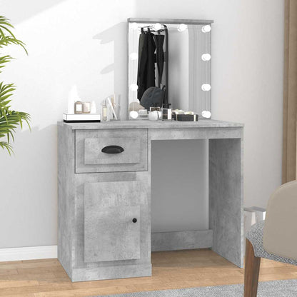 vidaXL Dressing Table with LED Concrete Grey 90x50x132,5 cm Engineered Wood