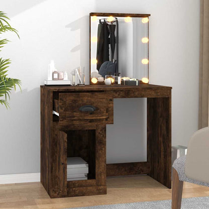vidaXL Dressing Table with LED Smoked Oak 90x50x132.5 cm