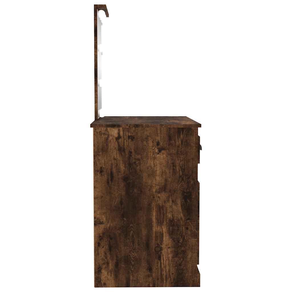 vidaXL Dressing Table with LED Smoked Oak 90x50x132.5 cm