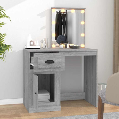 vidaXL Dressing Table with LED Grey Sonoma 90x50x132.5 cm