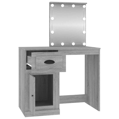 vidaXL Dressing Table with LED Grey Sonoma 90x50x132.5 cm