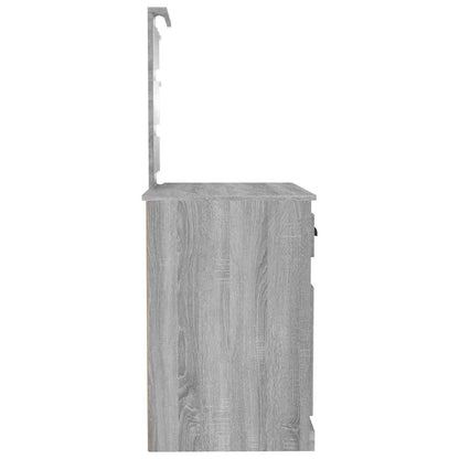 vidaXL Dressing Table with LED Grey Sonoma 90x50x132.5 cm
