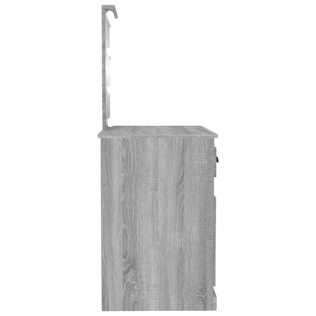 vidaXL Dressing Table with LED Grey Sonona 90x50x132.5 cm Engineered Wood