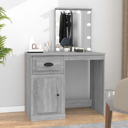 vidaXL Dressing Table with LED Grey Sonoma 90x50x132.5 cm
