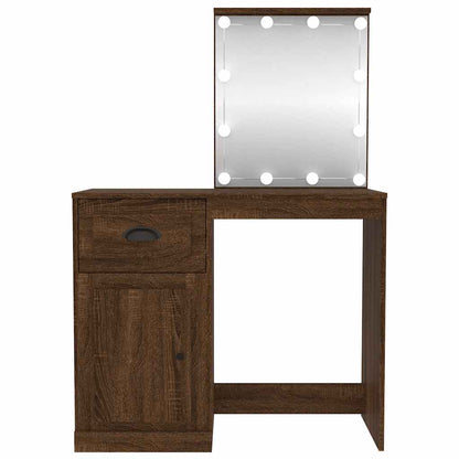 vidaXL Dressing Table with LED Brown Oak 90x50x132.5cm Engineered Wood