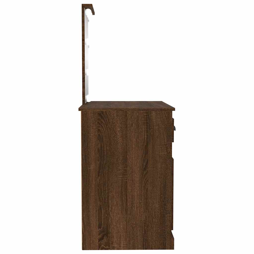 vidaXL Dressing Table with LED Brown Oak 90x50x132.5cm Engineered Wood