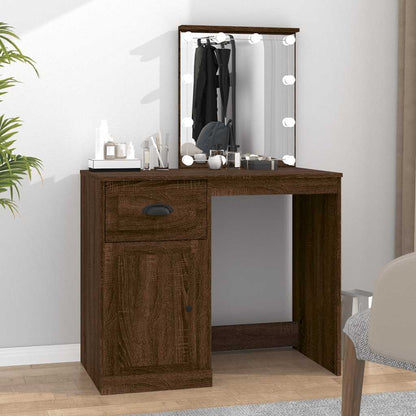vidaXL Dressing Table with LED Brown Oak 90x50x132.5cm Engineered Wood