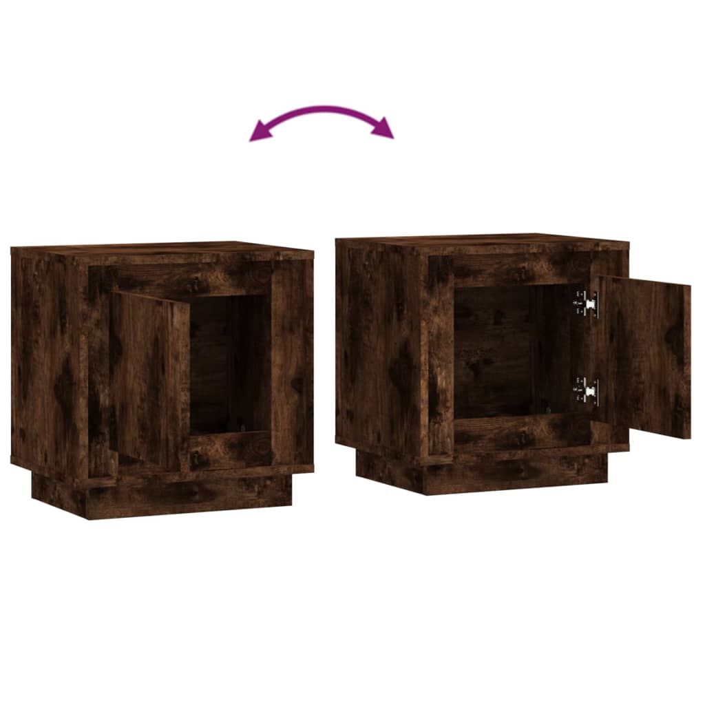 vidaXL Bedside Cabinets 2 pcs Smoked Oak 44x35x45 cm Engineered Wood