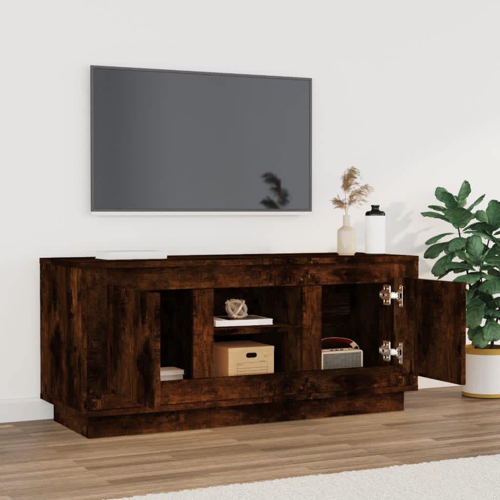 vidaXL TV Cabinet Smoked Oak 102x35x45 cm Engineered Wood