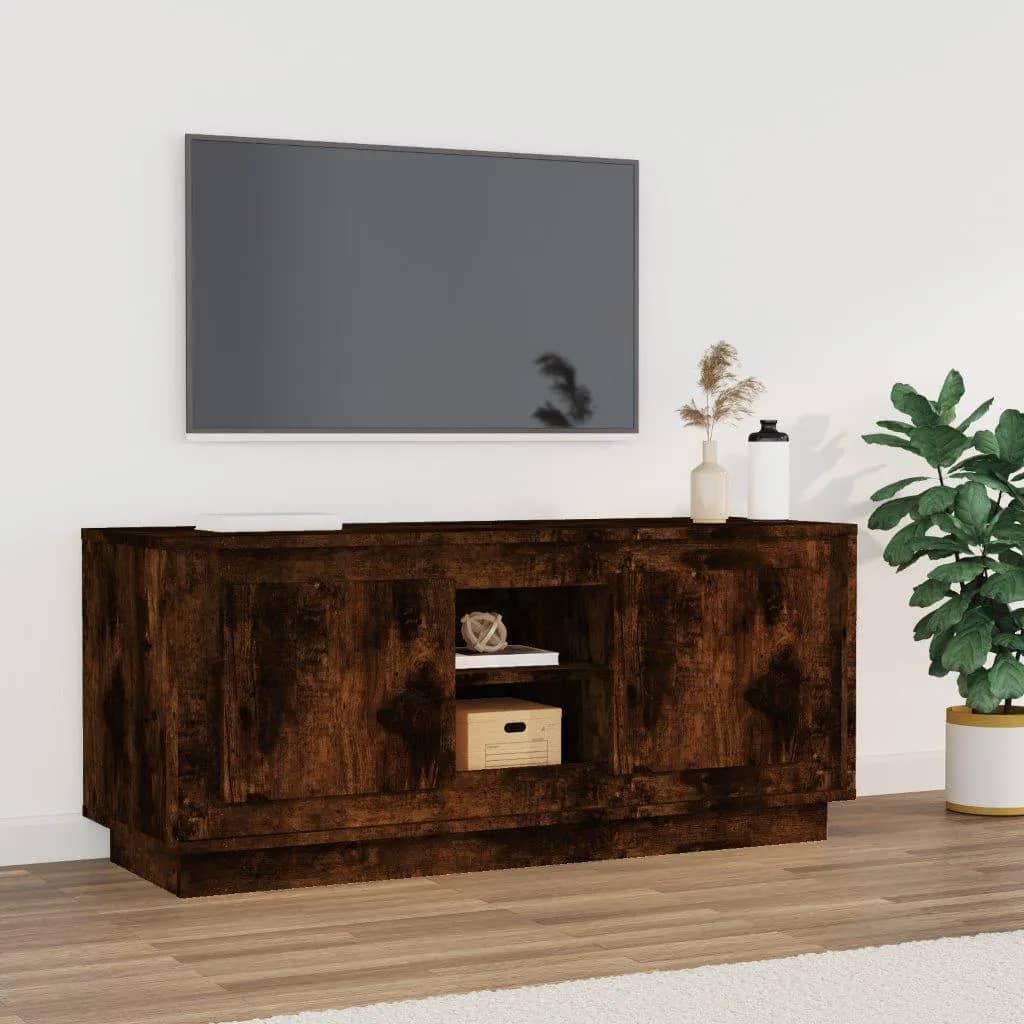 vidaXL TV Cabinet Smoked Oak 102x35x45 cm Engineered Wood