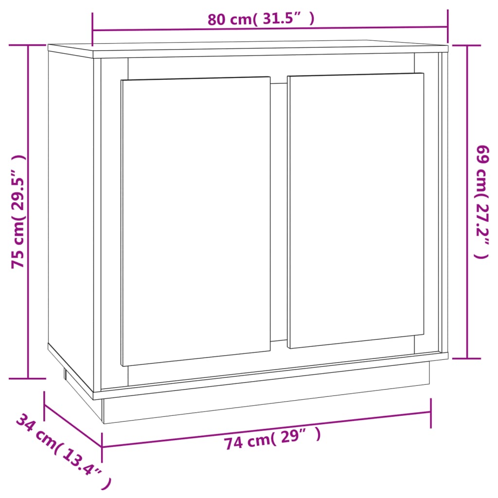 vidaXL Sideboard White 80x34x75 cm Engineered Wood