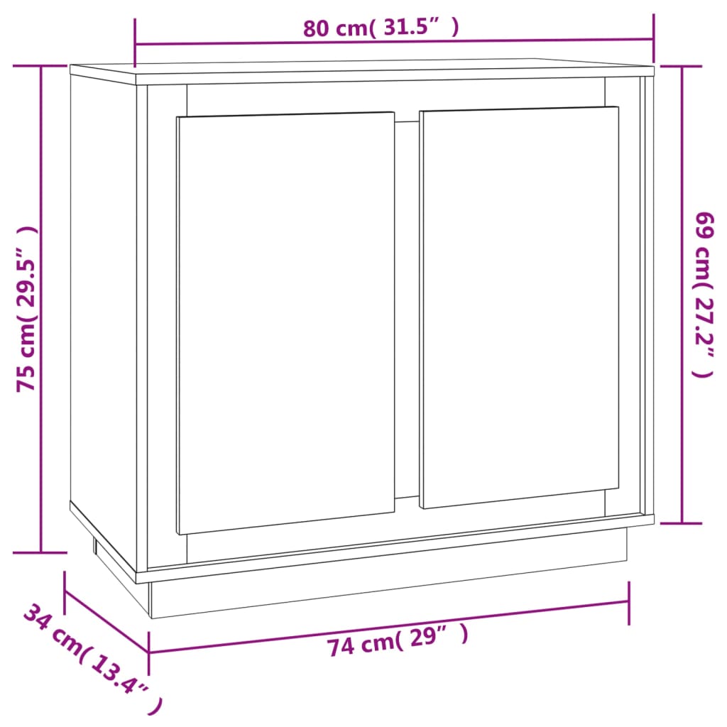 vidaXL Sideboard Smoked Oak 80x34x75 cm Engineered Wood