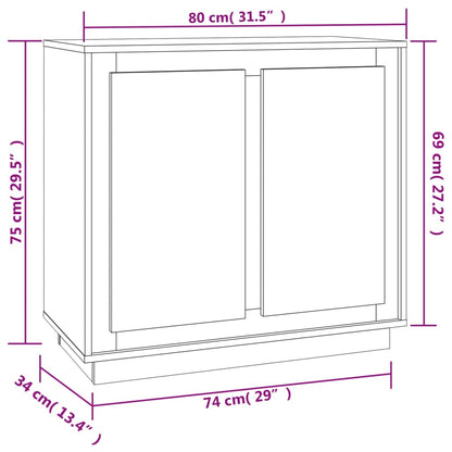 vidaXL Sideboard Smoked Oak 80x34x75 cm Engineered Wood