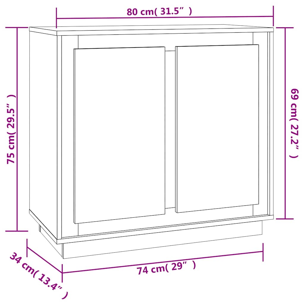 vidaXL Sideboard Grey Sonoma 80x34x75 cm Engineered Wood