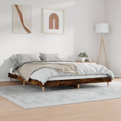 vidaXL Bed Frame without Mattress Smoked Oak 200x200 cm Engineered Wood