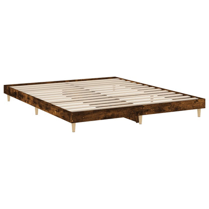 vidaXL Bed Frame without Mattress Smoked Oak 200x200 cm Engineered Wood