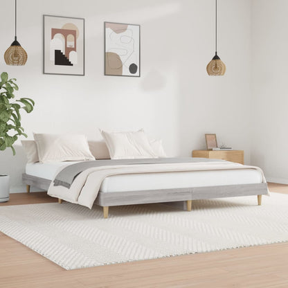 vidaXL Bed Frame without Mattress Grey Sonoma 200x200 cm Engineered Wood