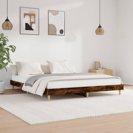 vidaXL Bed Frame without Mattress Smoked Oak 140x200 cm Engineered Wood