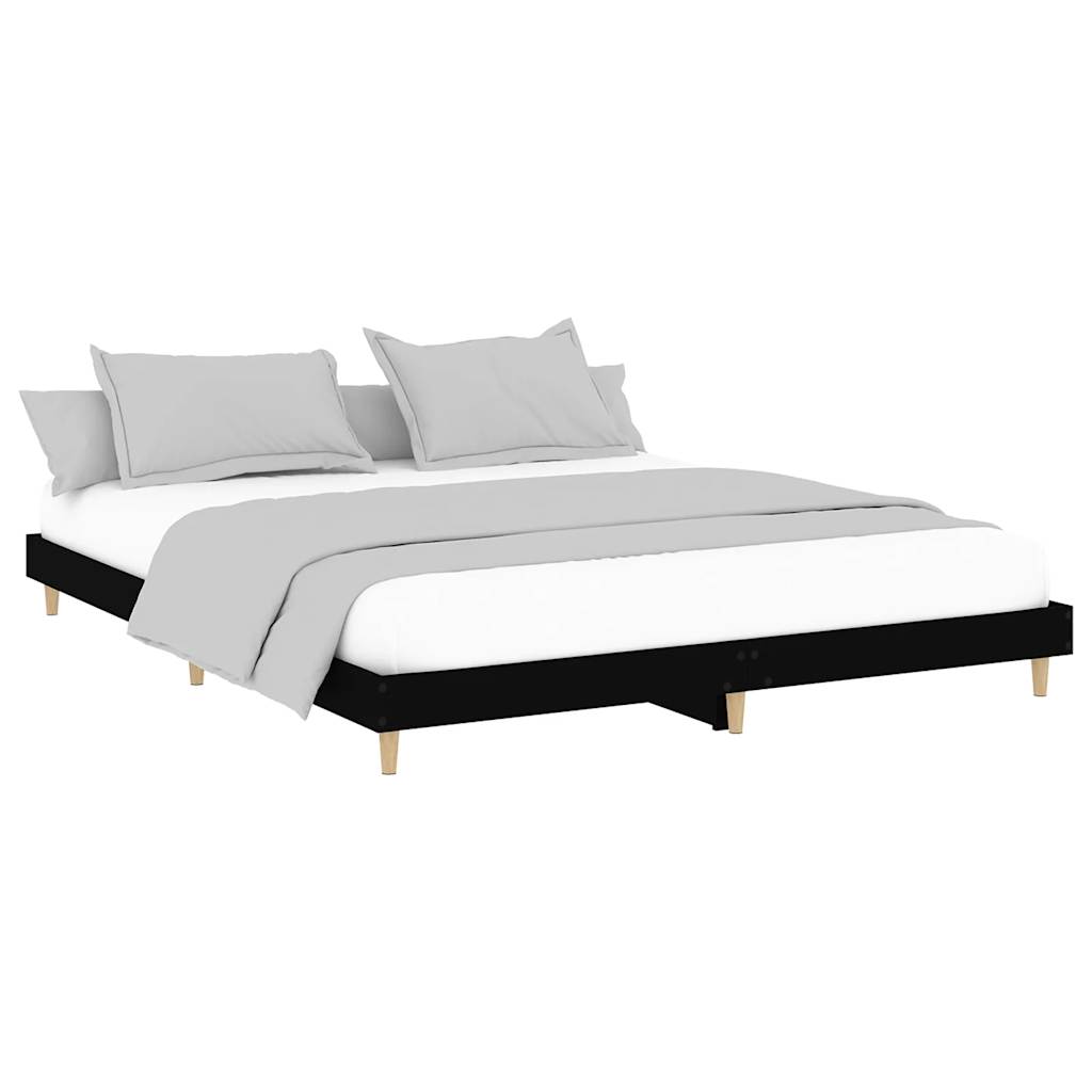 vidaXL Bed Frame without Mattress Black 120x200 cm Engineered Wood