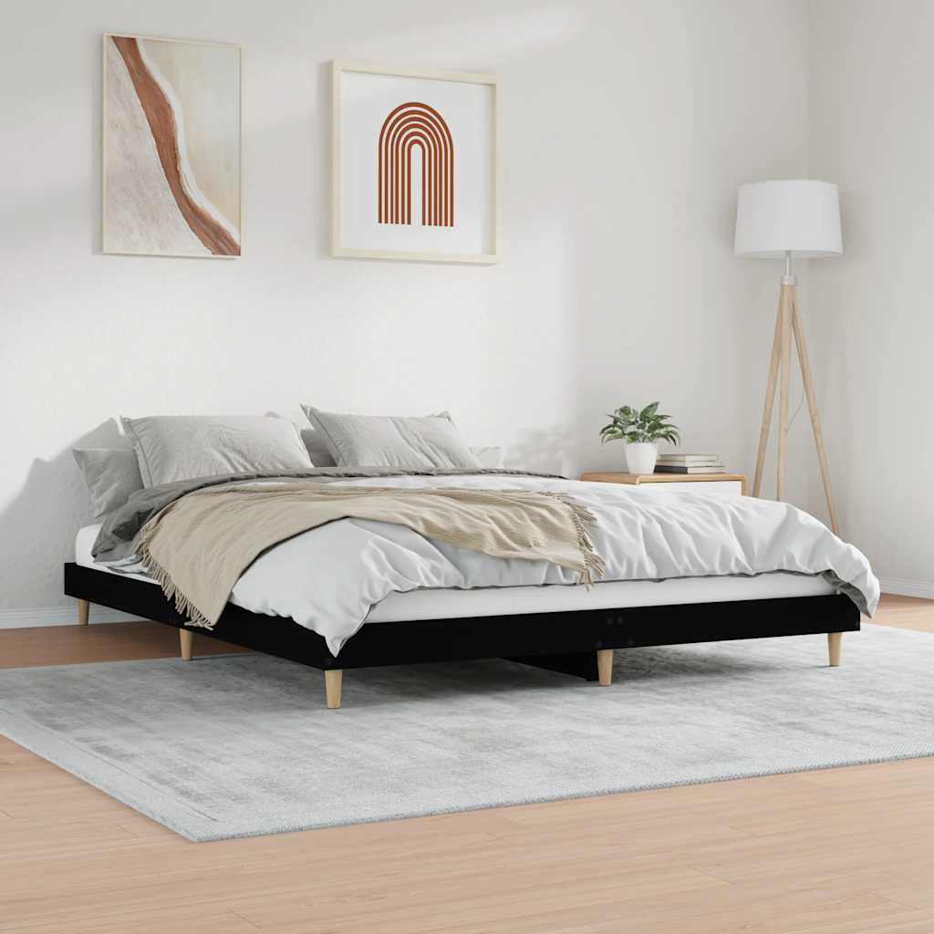 vidaXL Bed Frame without Mattress Black 120x200 cm Engineered Wood