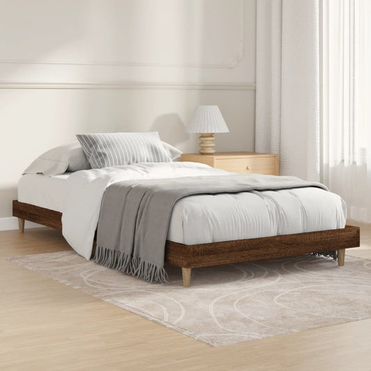 vidaXL Bed Frame without Mattress Brown Oak 100x200 cm Engineered Wood
