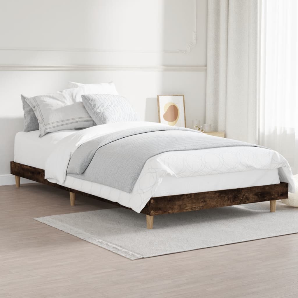 vidaXL Bed Frame without Mattress Smoked Oak 90x200 cm Engineered Wood