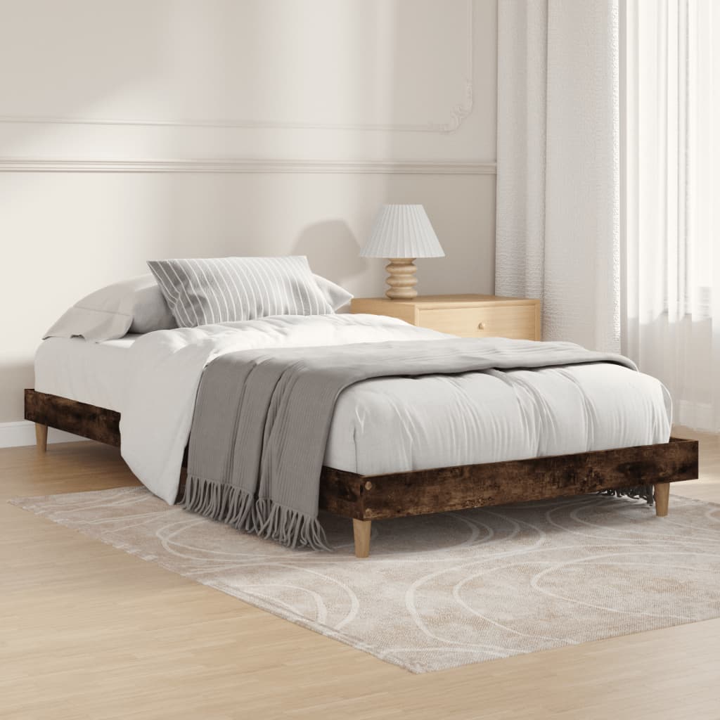 vidaXL Bed Frame without Mattress Smoked Oak 90x200 cm Engineered Wood