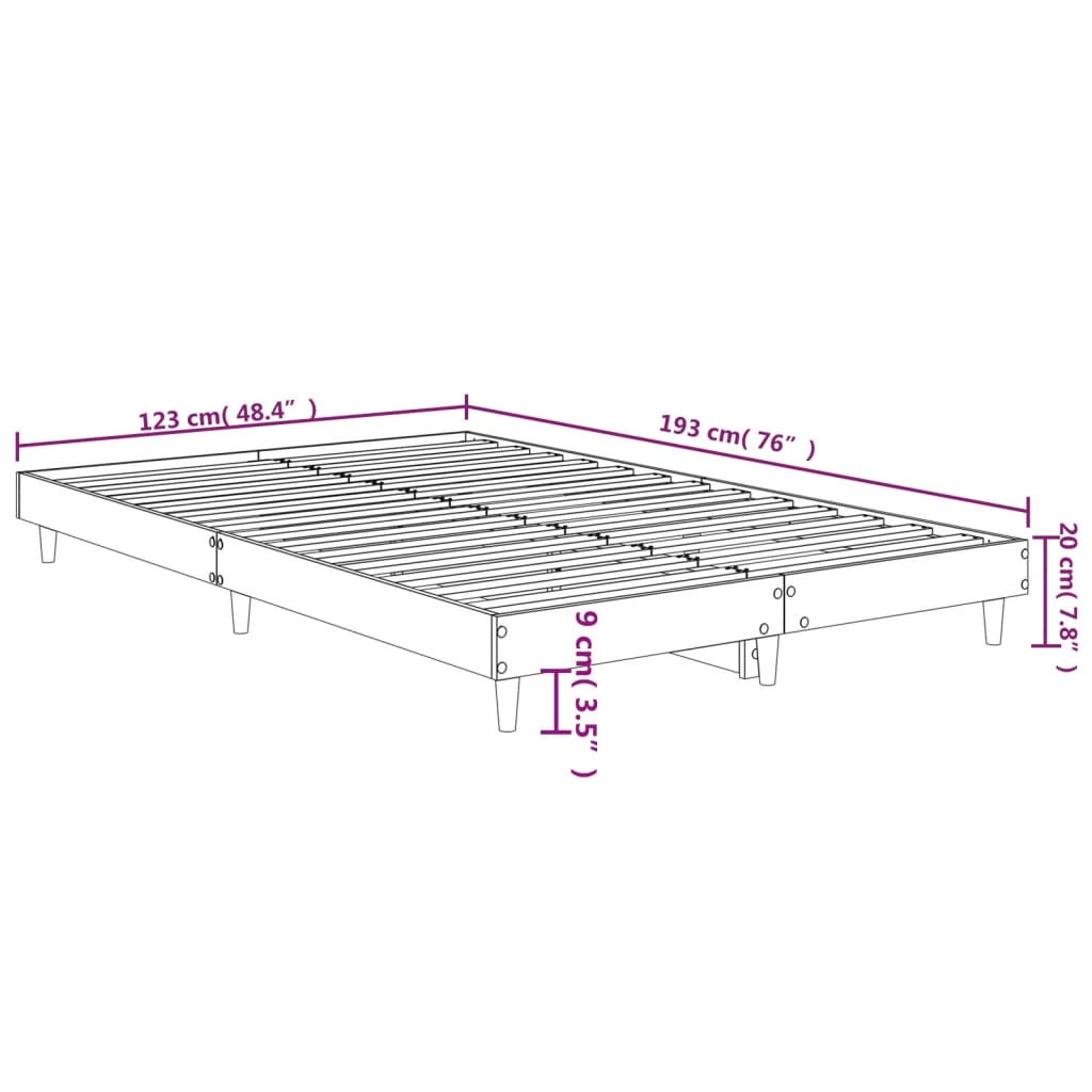 vidaXL Bed Frame without Mattress Smoked Oak 120x190 cm Small Double Engineered Wood