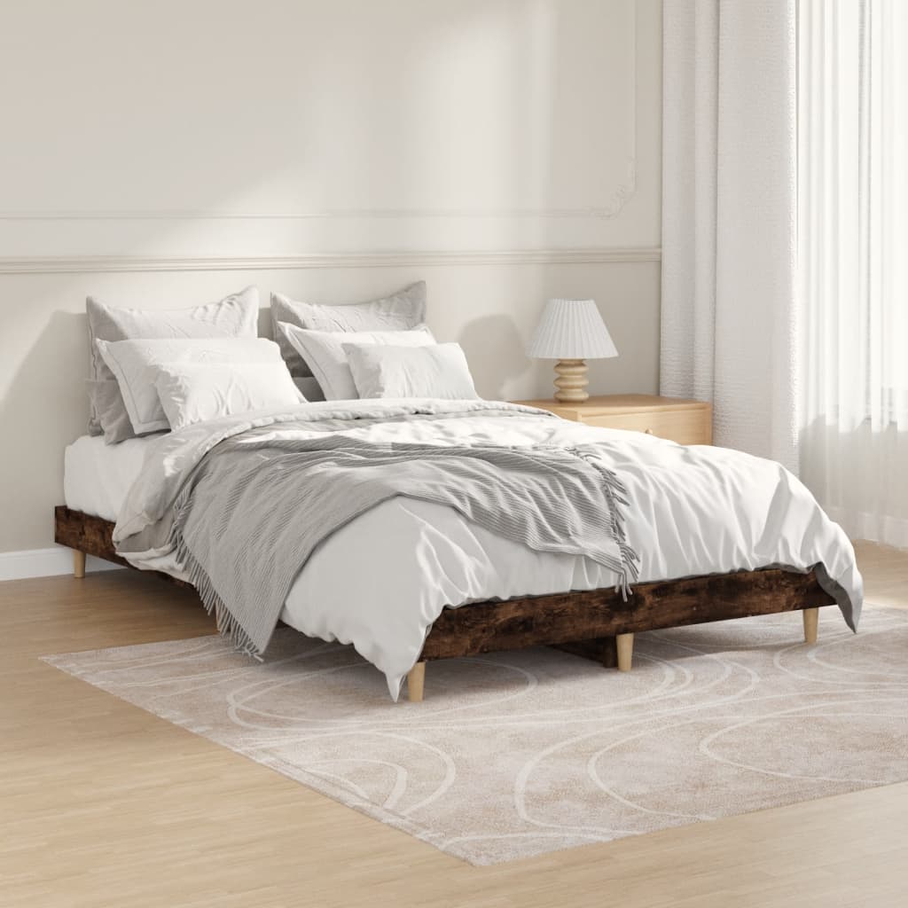 vidaXL Bed Frame without Mattress Smoked Oak 120x190 cm Small Double Engineered Wood