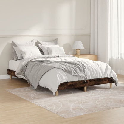 vidaXL Bed Frame without Mattress Smoked Oak 120x190 cm Small Double Engineered Wood