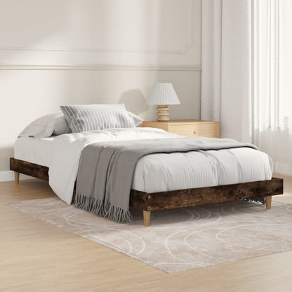 vidaXL Bed Frame without Mattress Smoked Oak 90x190 cm Single Engineered Wood